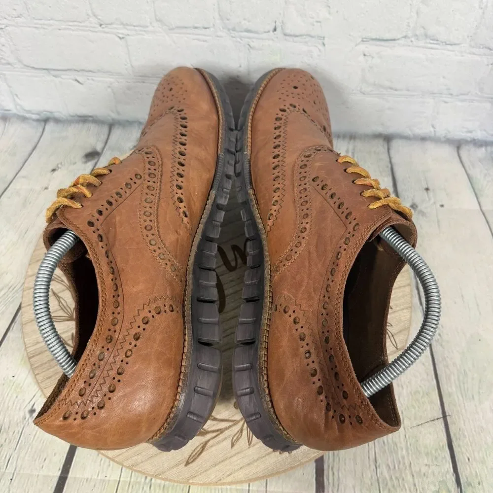 Cole Haan Zerogrand Wingtip Oxford Shoes Men 10.5 Brown Leather Brogue Comfort